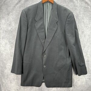 Giorgio Armani Suit Jacket Mens 44 Reg Black Pinstripe Wool Blazer Made In Italy